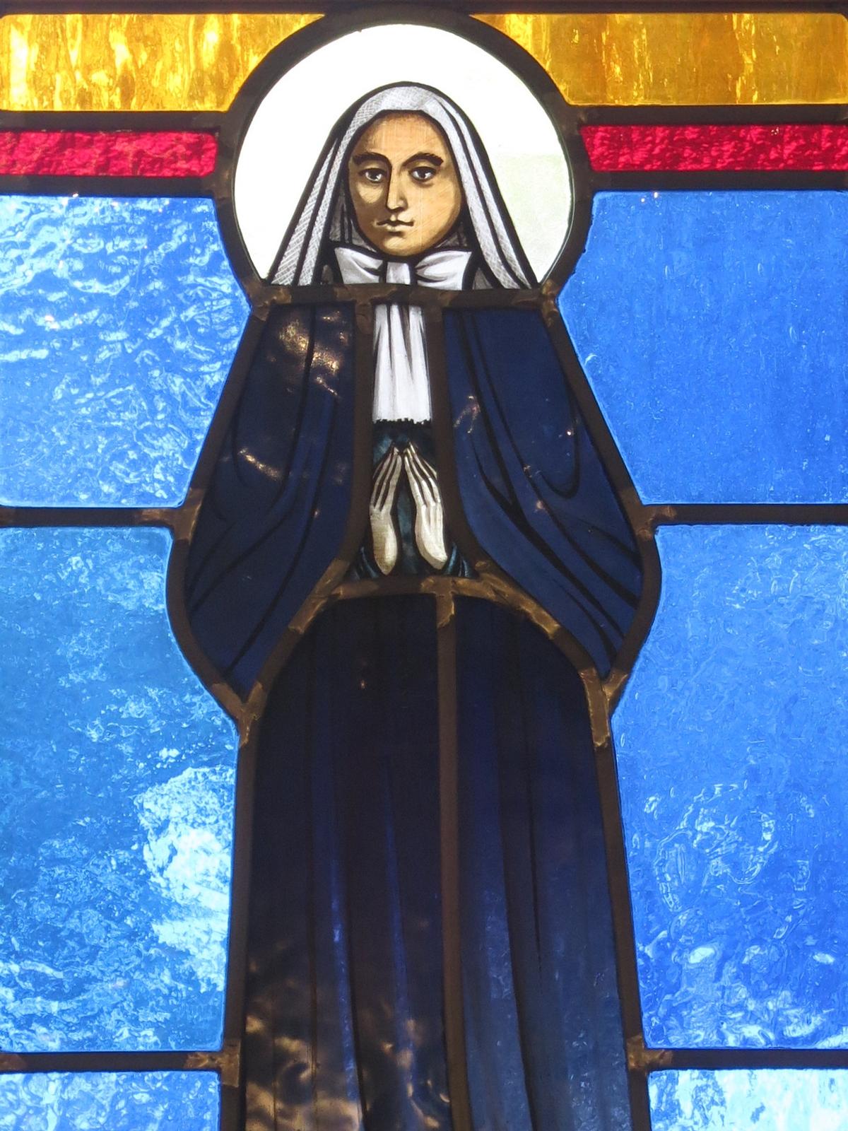 Stained glass window of St. Frances Xavier Cabrini