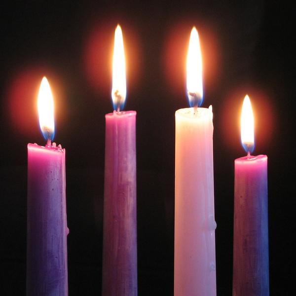 Advent wreath with lit candles