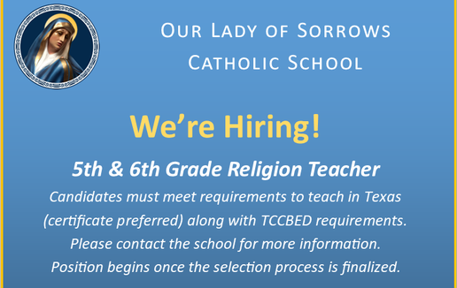 5th-6th Religion Grade Teacher Opportunity